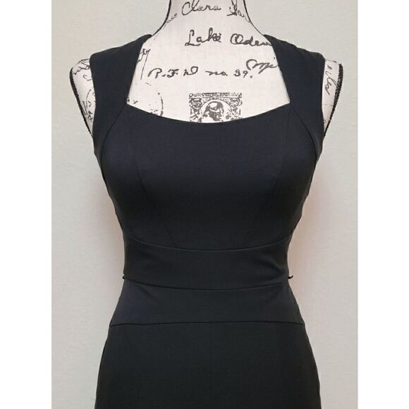 🖤 WHITE HOUSE BLACK MARKET Black Sleeveless Peplum Flippy Hem Sheath Dress - Picture 12 of 16
